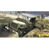 Gyors szállítás Heller 79997 Willys MB Jeep utánfutóval