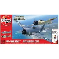 Végkiárusítás Airfix 50184 Grumman F-4F4 Wildcat Mitsubishi Zero Dogfight Double makett szett