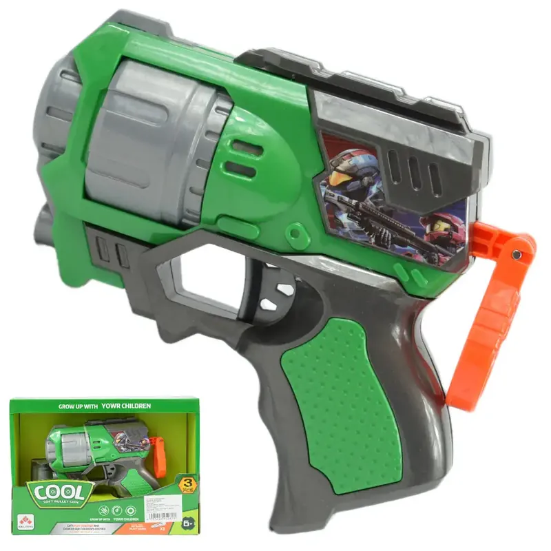 Cool Soft Bullet Gun Kisméretű szivacslövő fegyver töltényekkel zöld színben 14cm Vásárlói kedvenc