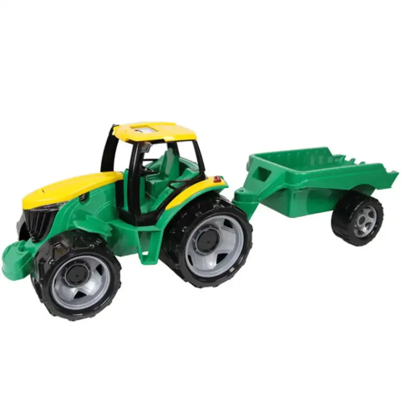 LENA Óriás traktor utánfutóval zöld/sárga 93cm Nézd meg most