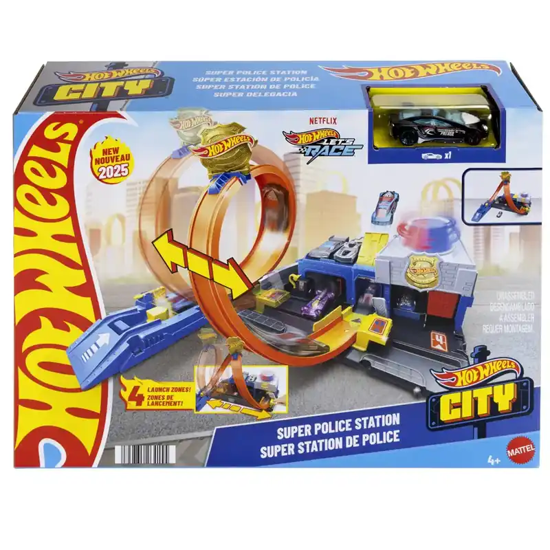 Prémium Hot Wheels City Szuper rendőrkapitányság pályaszett kisautóval - Mattel