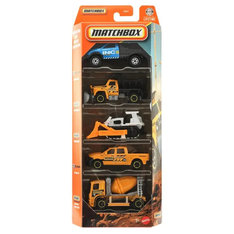 Matchbox Construction Crew 5db-os kisautó szett 1/64 - Mattel Ne maradj le