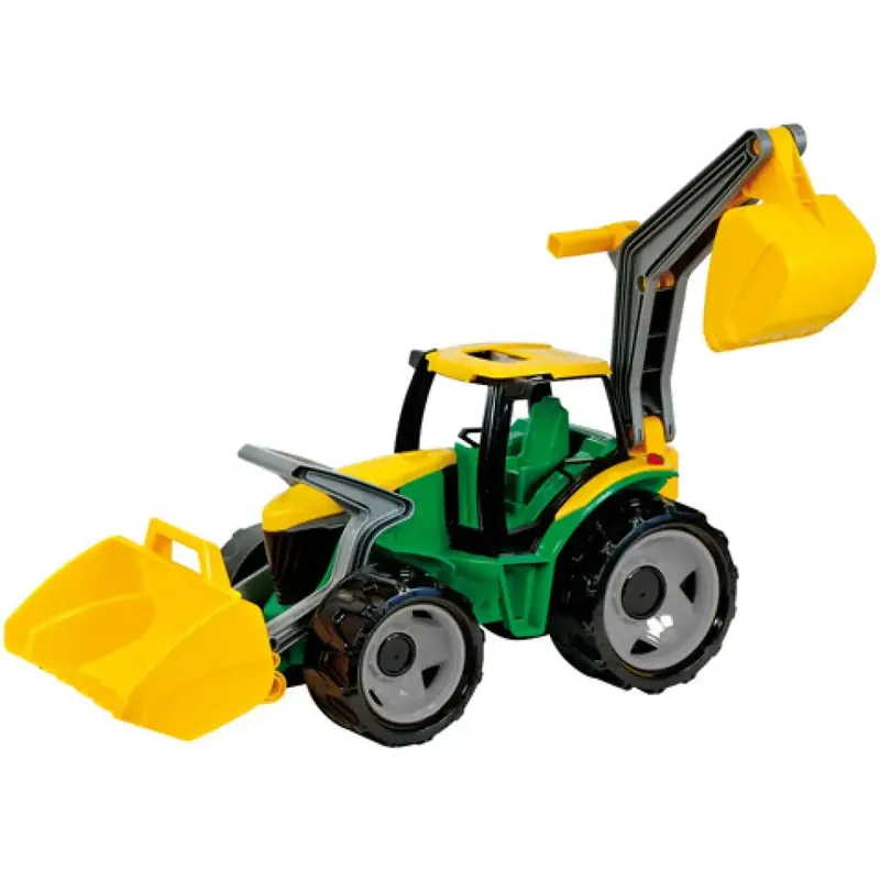 LENA Óriás traktor homlokrakodóval és markolókanállal sárga/zöld 65cm Expressz kézbesítés