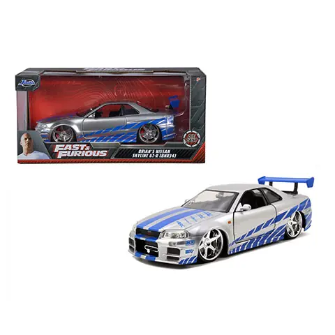 Utolsó esély Halálos iramban Brian‘s 2002 Nissan Skyline GT-R (BNR34) autómodell 1/24 - Simba Toys