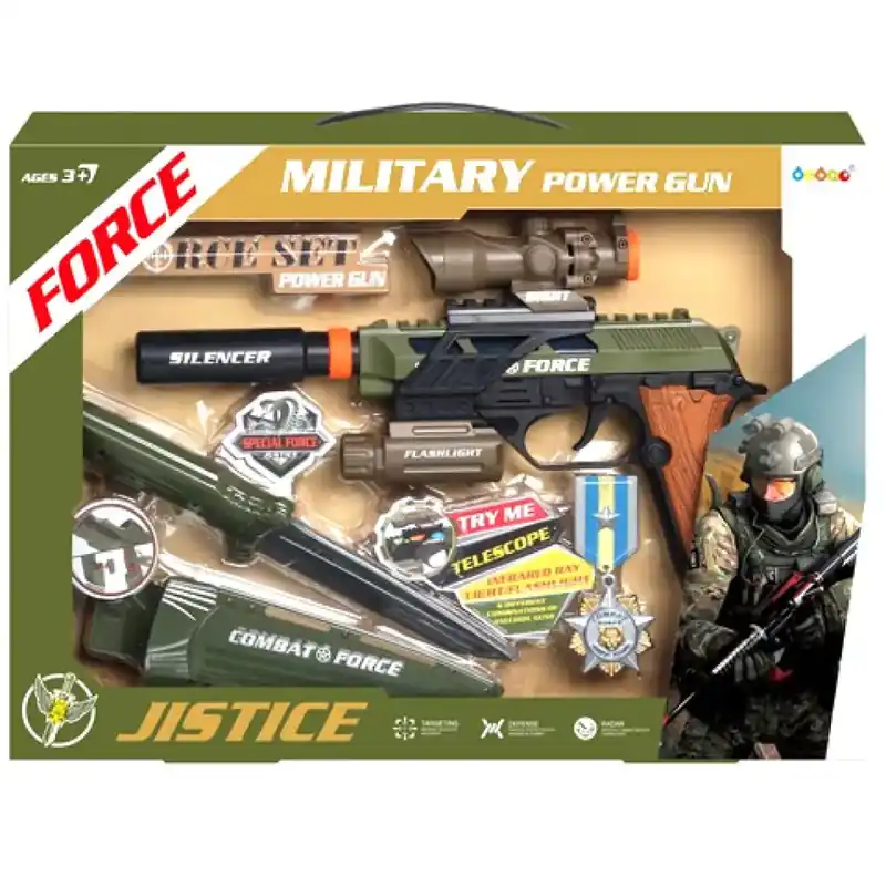 Gyors kiszállítás Military Force zöld katonai fegyver szett fénnyel és hanggal