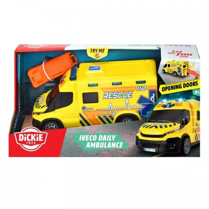 SOS Iveco mentőautó hanggal és fénnyel 18cm-es - Dickie Toys Biztonságos fizetés