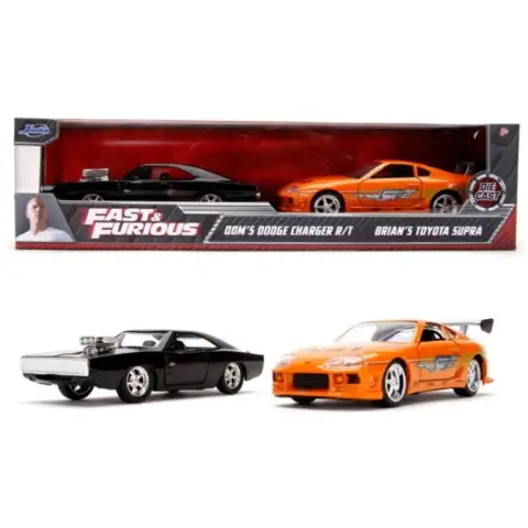 Árcsökkenés Halálos iramban Twin Pack Dodge Charger R/T és Toyota Supra fém járgányok dupla csomag 1/32 - Simba Toys