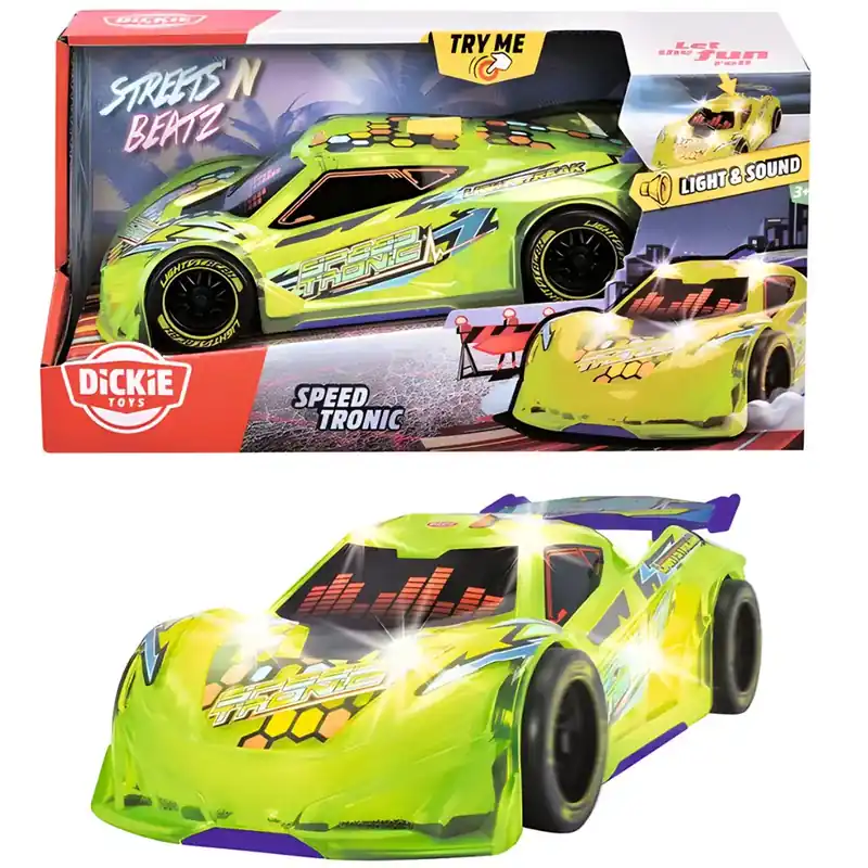 Streets Beatz Speed Tronic neon zöld autó fénnyel és hanggal 20 cm - Dickie Toys Legnépszerűbb