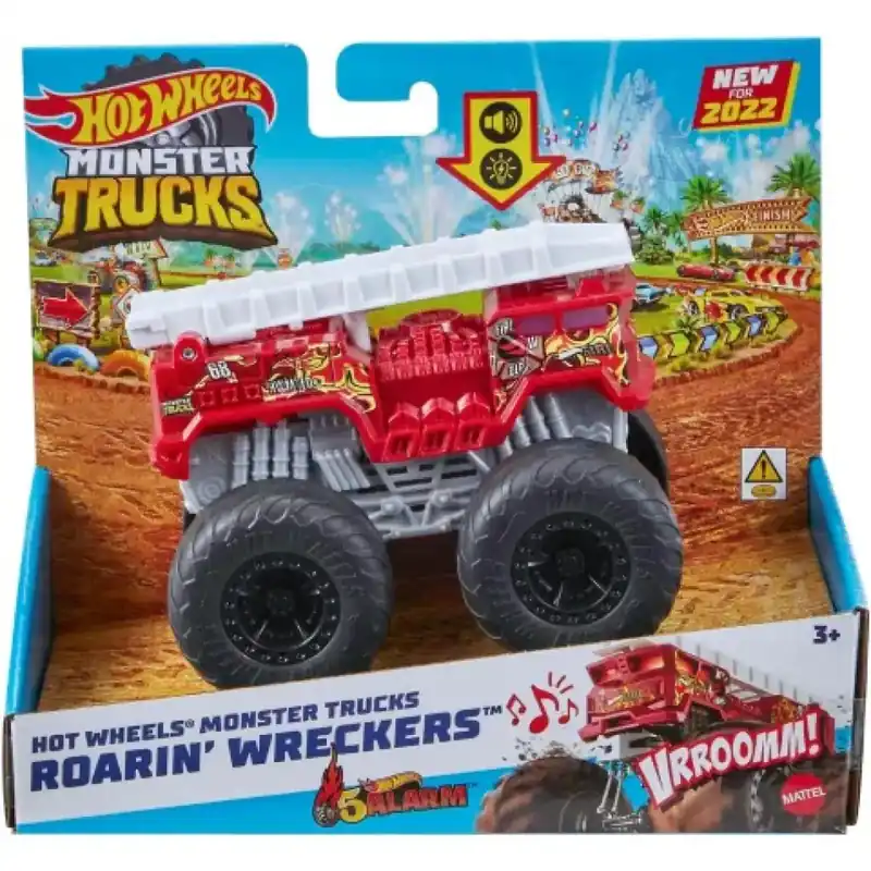 Végkiárusítás Hot Wheels Monster Trucks Roarin‘ Wreckers kisautó fény és hangeffektekkel 1/43 - Mattel