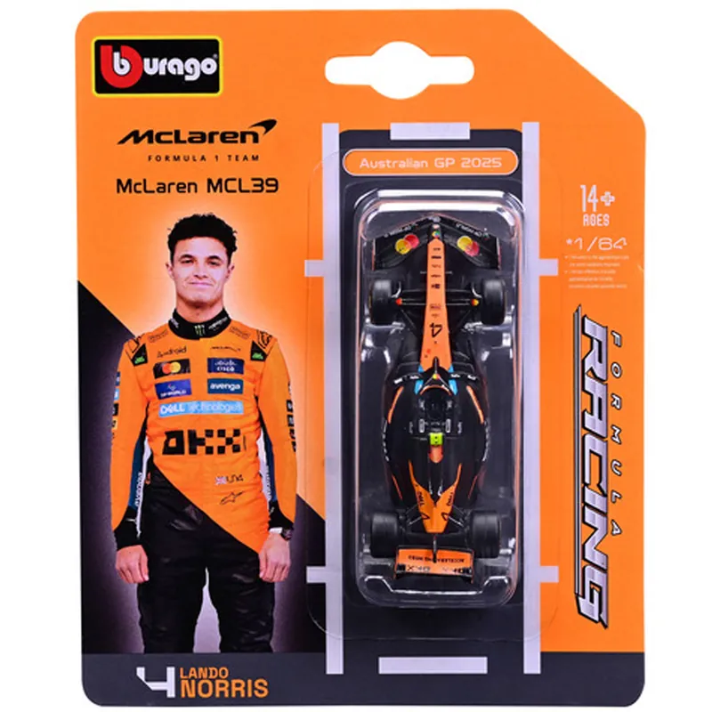 Bburago McLaren MCL39 Norris F1 (2025) versenyautó fém autómodell 1/64 (Lando Norris 4) Alacsony ár