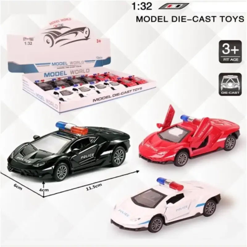 Kedvezmény Lamborghini rendőrségi hátrahúzható fém autómodell több változatban 1/32