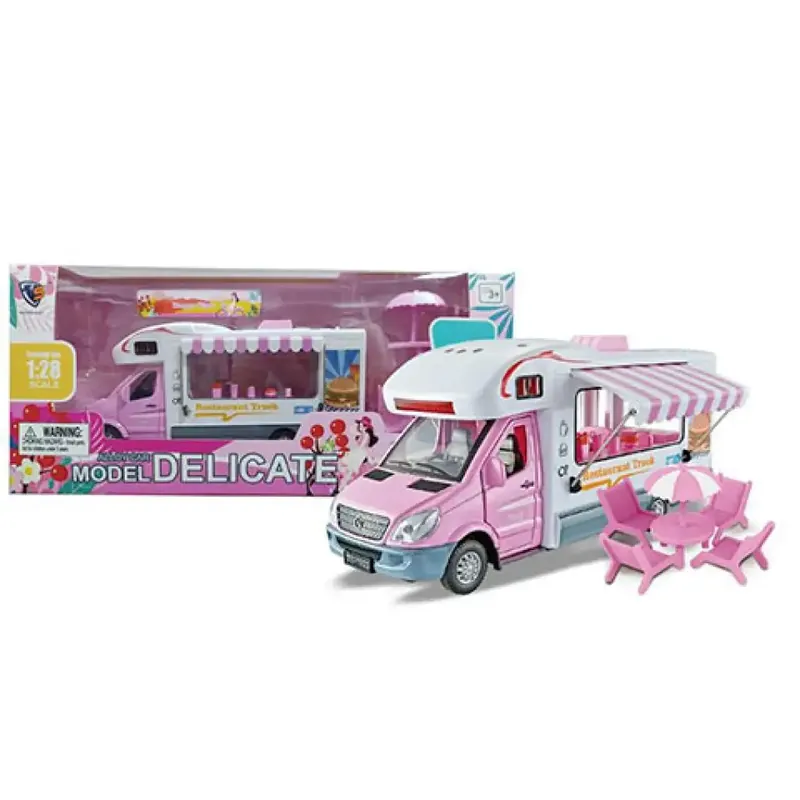 Csak ma Hátrahúzós Pink Food Truck kisautó funkcióval 1/28