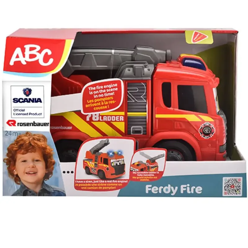 ABC Fredy Fire tűzoltóautó fénnyel és hanggal 25cm - Simba Toys Outlet