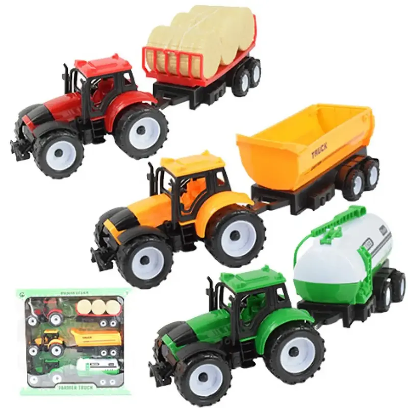 Gyors szállítás Farmer Truck Három részes farmer traktor szett utánfutóval 28cm