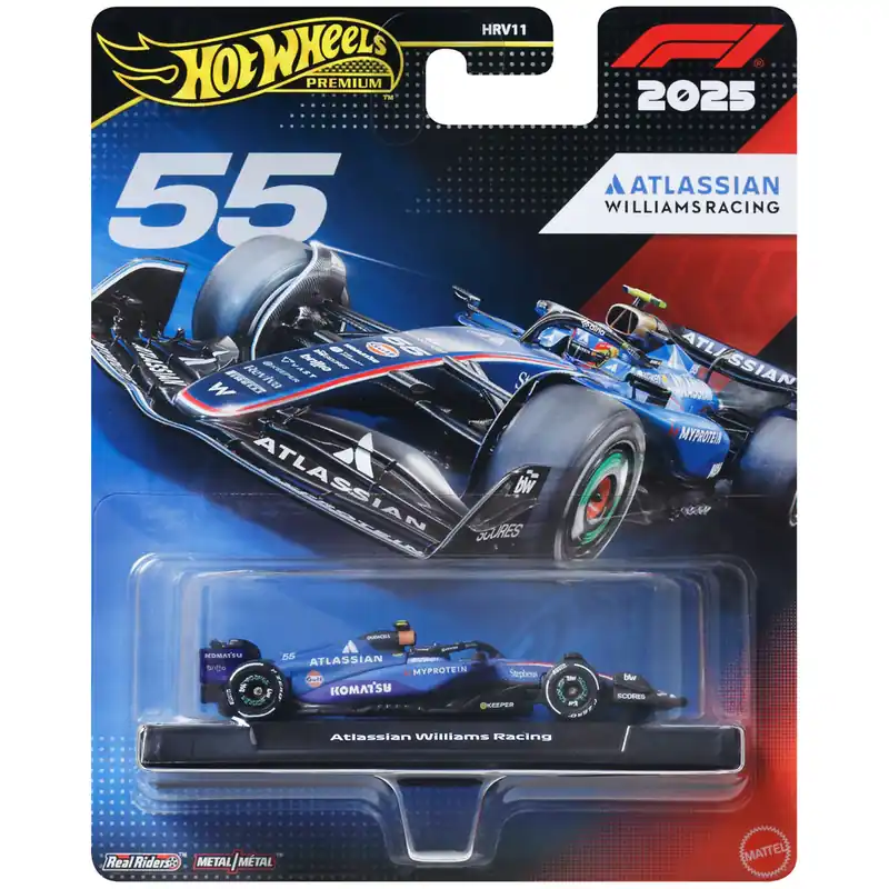 Prémium Hot Wheels Premium Atlassian Williams Racing F1 Team 55 Formula 1 kisautó 1/64 - Mattel