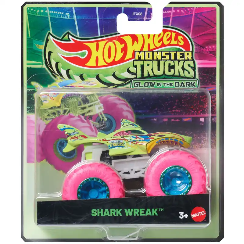 Expressz szállítás Hot Wheels Monster Trucks Shark Wreak sötétben világító kisautó 1/64 – Mattel