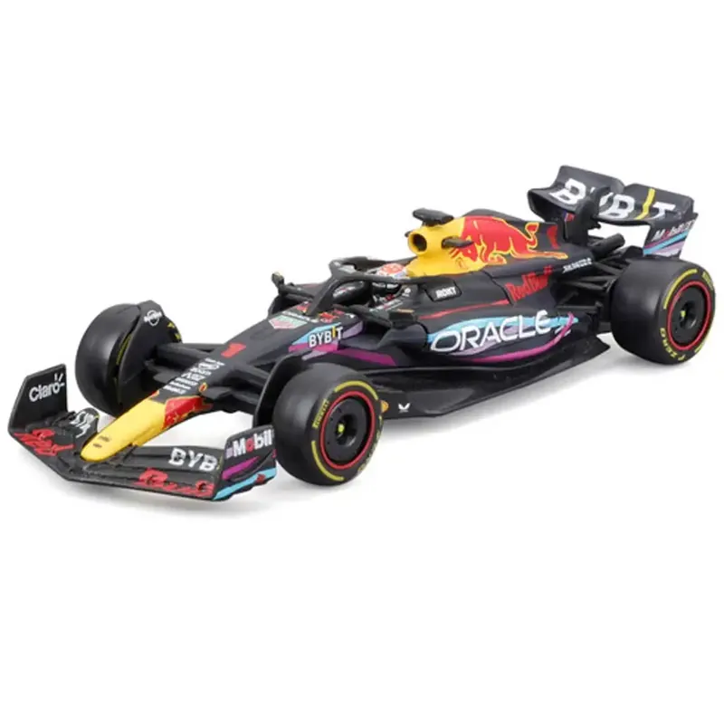Vásárlói kedvenc Bburago Red Bull RB19 F1 versenyautó fém autómodell 1/43 (Max Verstappen 1, Miami GP különkiadás, sisakos)