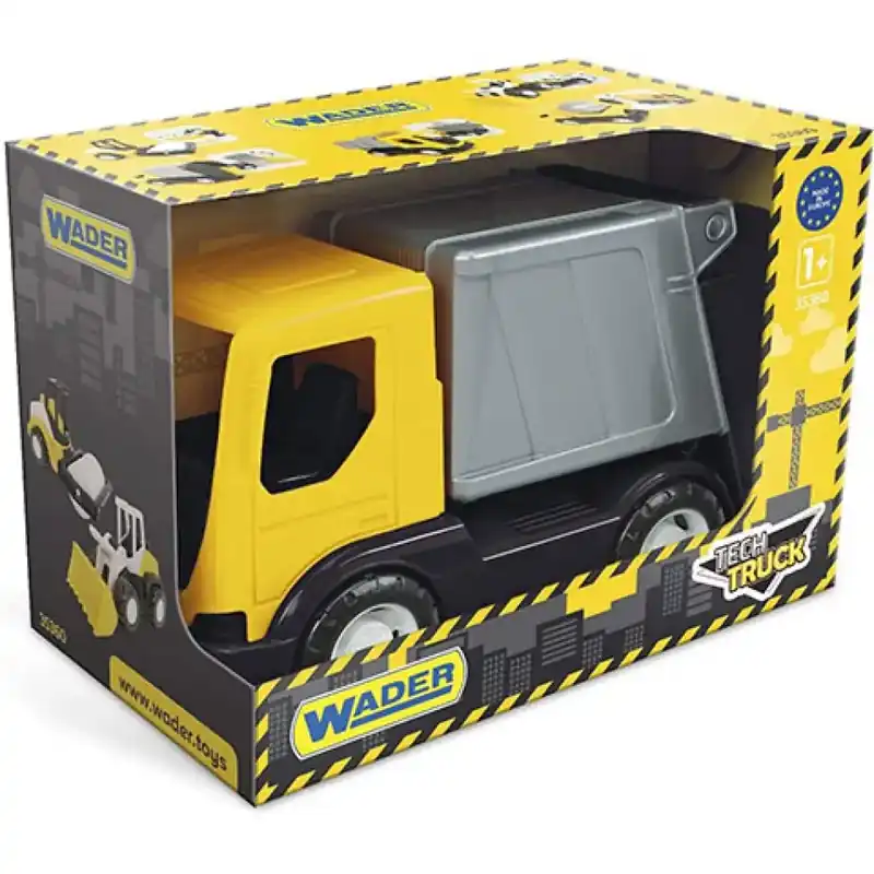 Olcsóbb Tech Truck sárga kukásautó 26cm - Wader