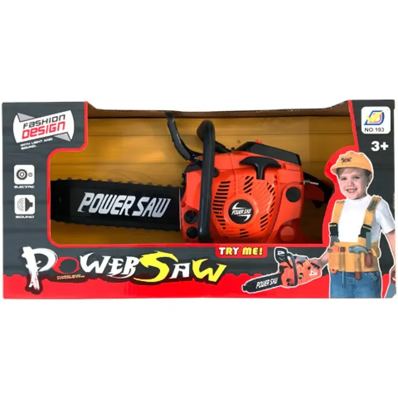Power Saw elektronikus láncfűrész fénnyel és hanggal narancssárga színben Kedvezményes ár