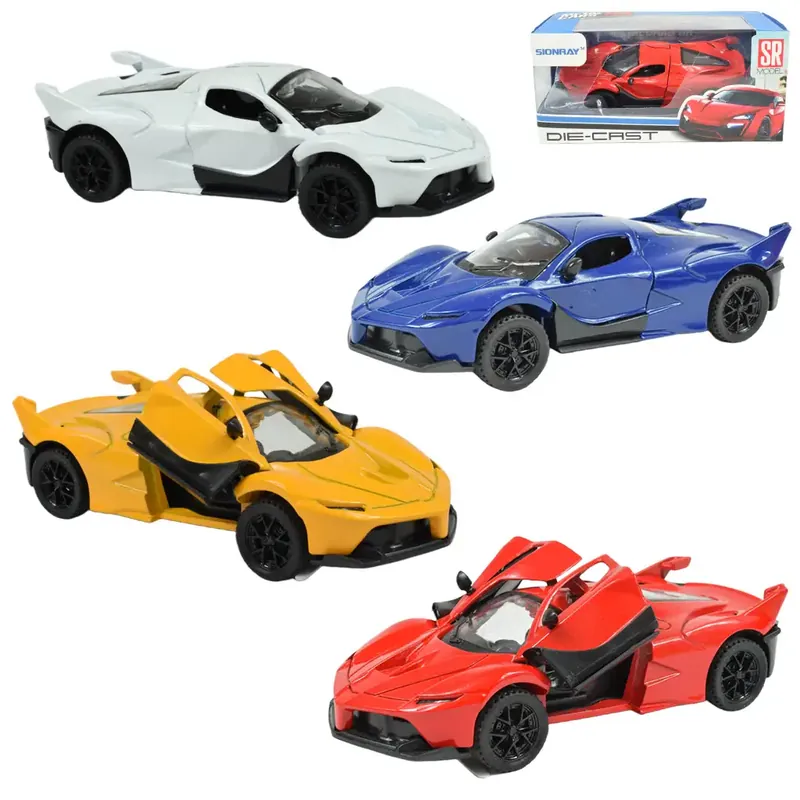 Exkluzív ajánlat Die-Cast Fém luxus sportautó nyitható ajtóval, többféle változatban 12cm 1db