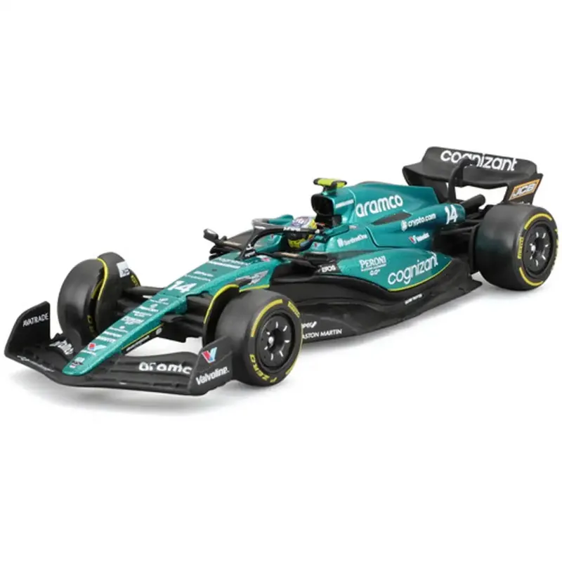 Legnépszerűbb Bburago Aston Martin AMR23 F1 versenyautó fém autómodell 1/43 (Fernando Alonso 14, sisakos változat)