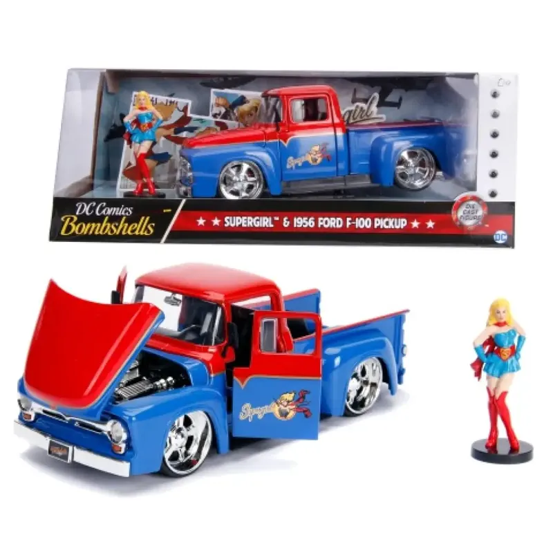 DC Comics Bombshells - Supergirl 1956 Ford F-100 Pickup fém autómodell 1/24 - Simba Toys Biztonságos vásárlás