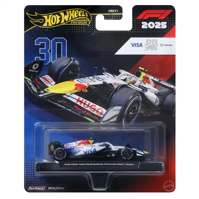 Árengedmény Hot Wheels Premium Visa Cash App Racing Bulls Formula 1 team No. 30 kisautó 1/64 - Mattel