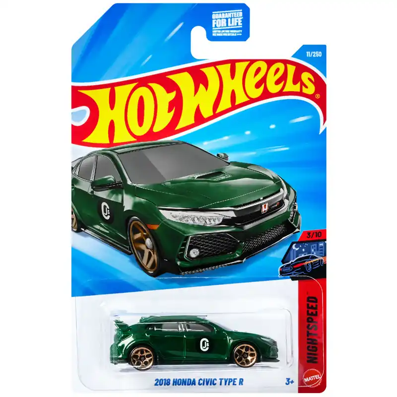 Hot Wheels 2018 Honda Civic Type R zöld kisautó 1/64 – Mattel Szezonális akció
