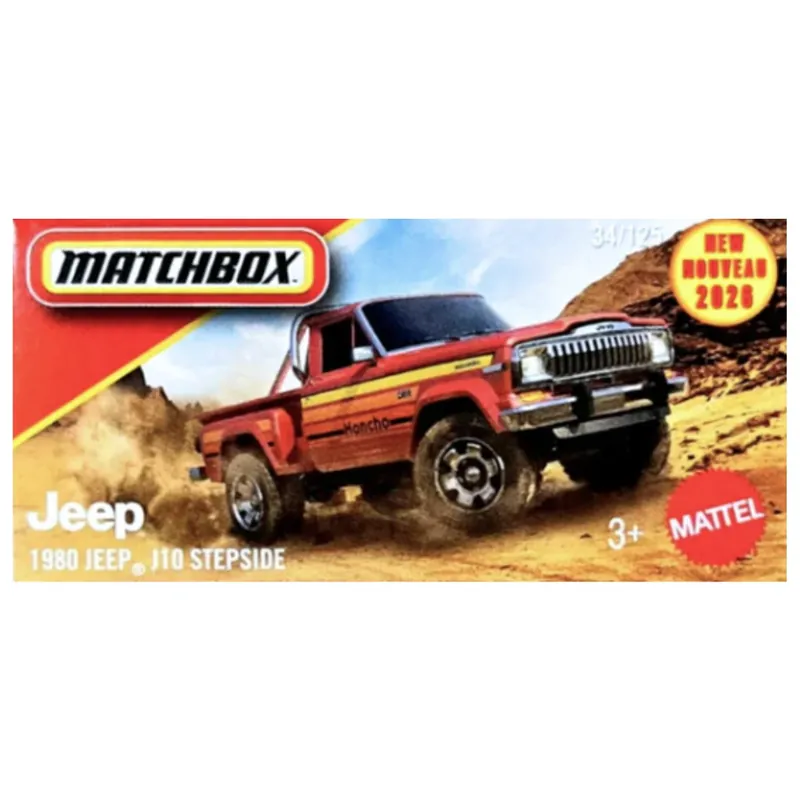 Gyors kiszállítás Matchbox 1980 Jeep J10 Stepside kisautó papírdobozban 1/64 – Mattel