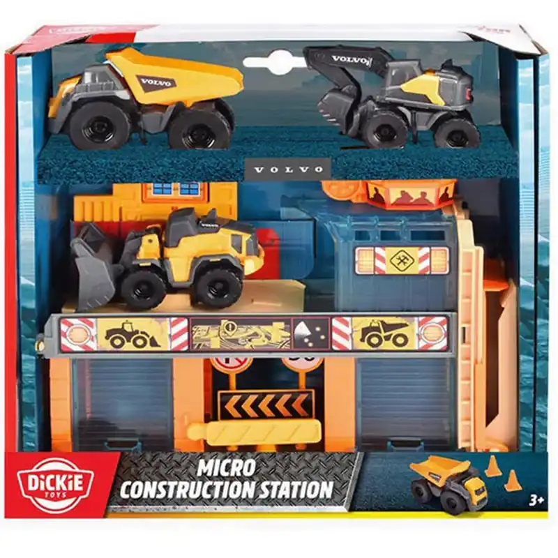 Micro építőipari állomás 3db munkagéppel - Dickie Toys Szuper akció