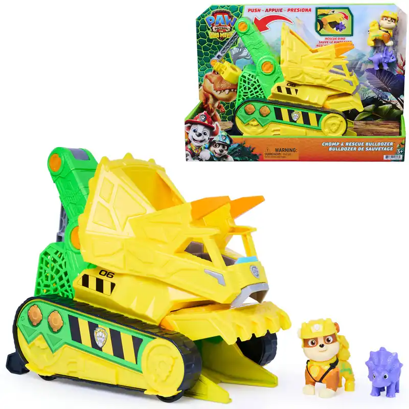 Biztonságos fizetés Mancs Őrjárat A Dínófilm Mozi Chomp Rescue harapós jármű Rubble figurával - Spin Master