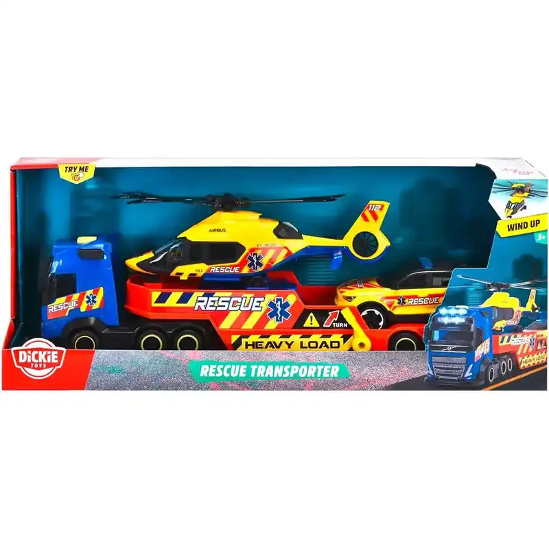 Outlet Mentő kamion helikopterrel és autóval - Dickie Toys
