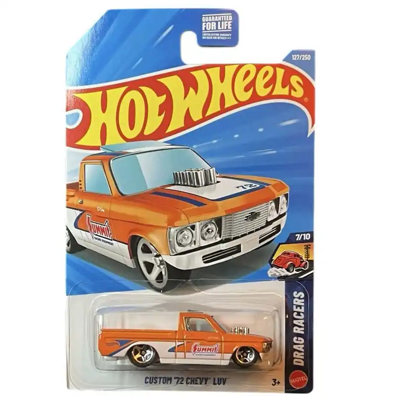 Azonnali szállítás Hot Wheels Custom ‘72 Chevy Luv narancssárga-fehér kisautó 1/64 – Mattel