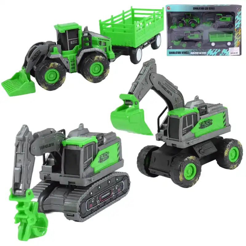 Simulation Vehicle 3 db-os munkagép szett sáros kerékkel Prémium