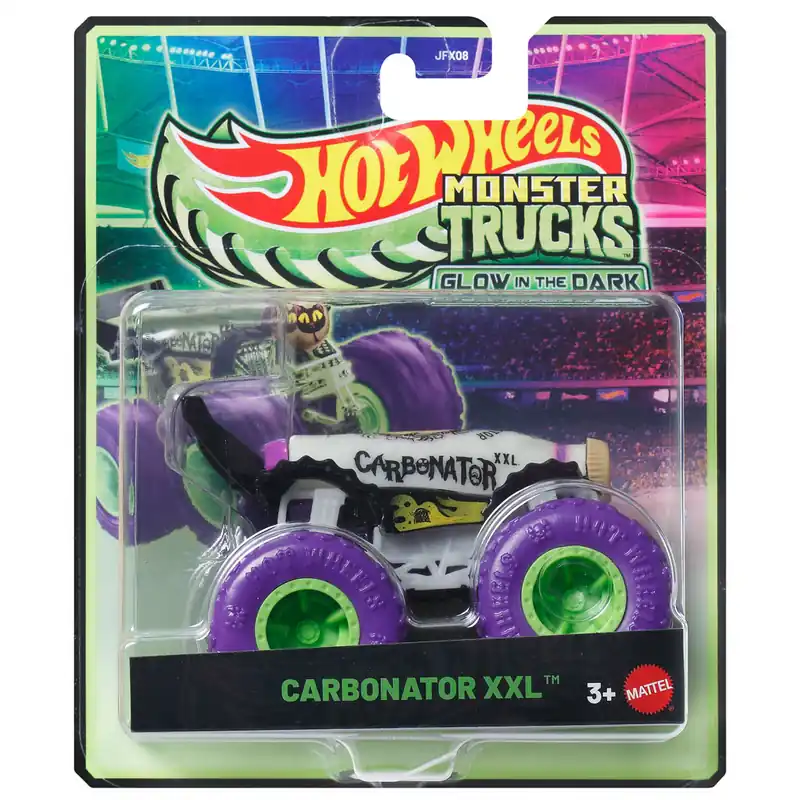 Hot Wheels Monster Trucks Carbonator XXL fehér sötétben világító kisautó 1/64 - Mattel Kiárusítás