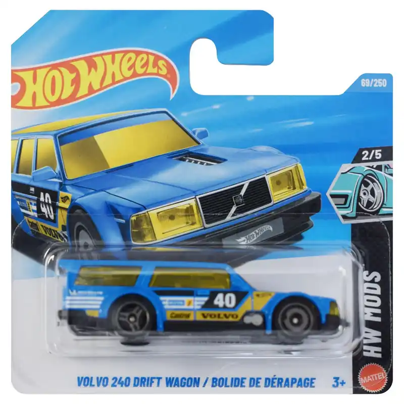 Hot Wheels Volvo 240 Drift Wagon / Bolide De Dérapage kék kisautó 1/64 - Mattel Outlet
