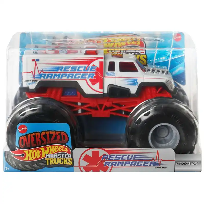 Outlet Hot Wheels Monster Trucks Oversized Rescue Rampager monster autó 1/24 - Mattel
