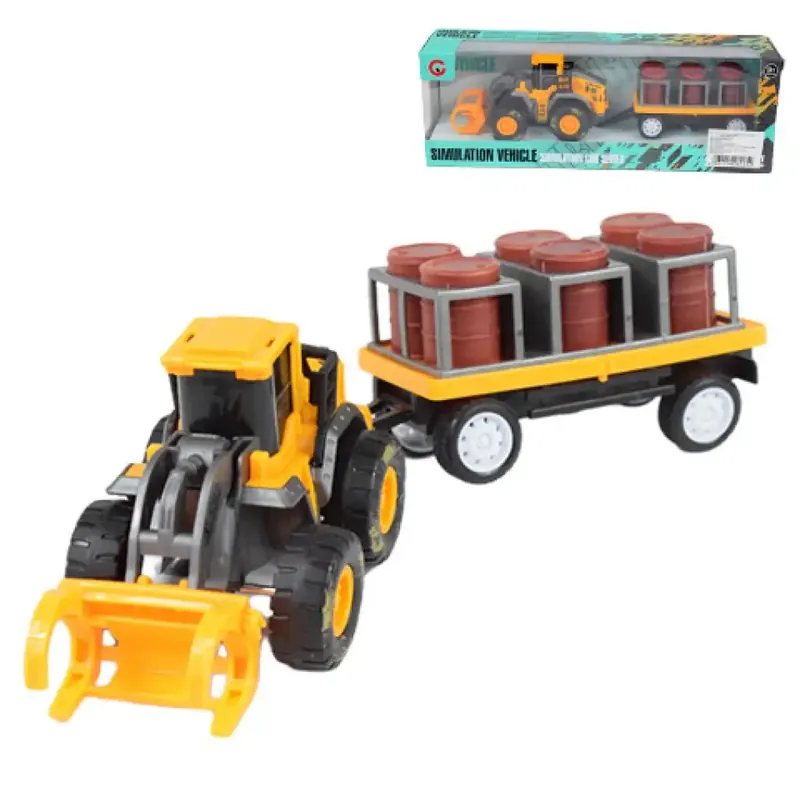 Engineering Truck Traktor olajoshordókkal és utánfutóval 24cm Azonnali szállítás