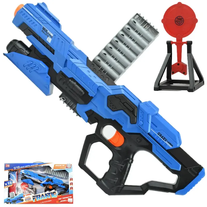 Vásárlói kedvenc Frantic Launcher Manuális szivacslövő fegyver céltáblával és töltényekkel 49cm