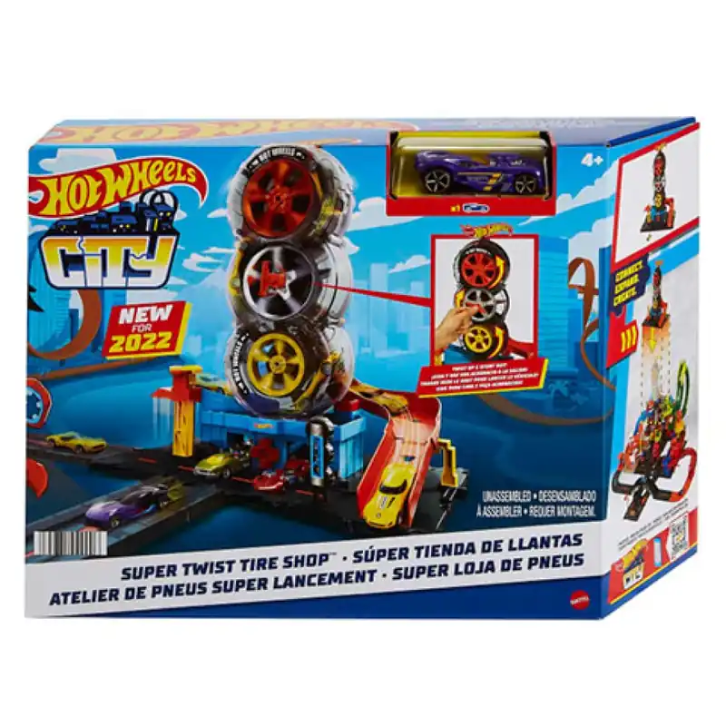 Vedd meg online Hot Wheels City Tripla kerekes gumiszerviz játékszett - Mattel