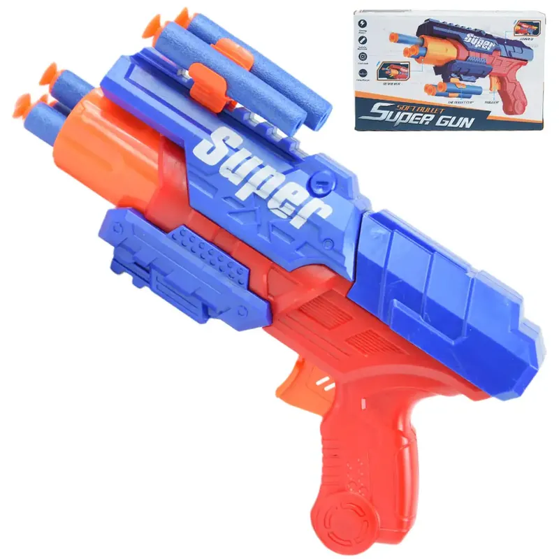Super Gun Szivacslövő fegyver töltényekkel 12 méteres lövő távolsággal 23x13cm Szuper akció