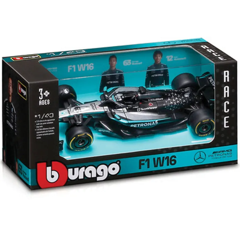 Bburago Mercedes-AMG Petronas F1 W16 Russell F1 versenyautó fém autómodell 1/43 (George Russell 63) Expressz szállítás