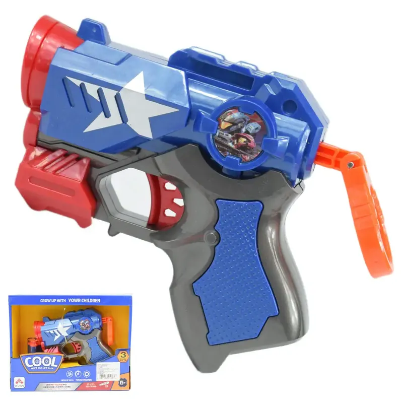 Azonnal elérhető Cool Soft Bullet Gun Kisméretű szivacslövő fegyver töltényekkel kék színben 14cm