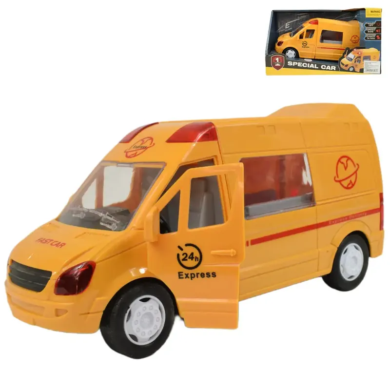 Kihagyhatatlan ajánlat Special Car Sárga express futárautó fénnyel és hanggal, lendkerekes funkcióval24cm