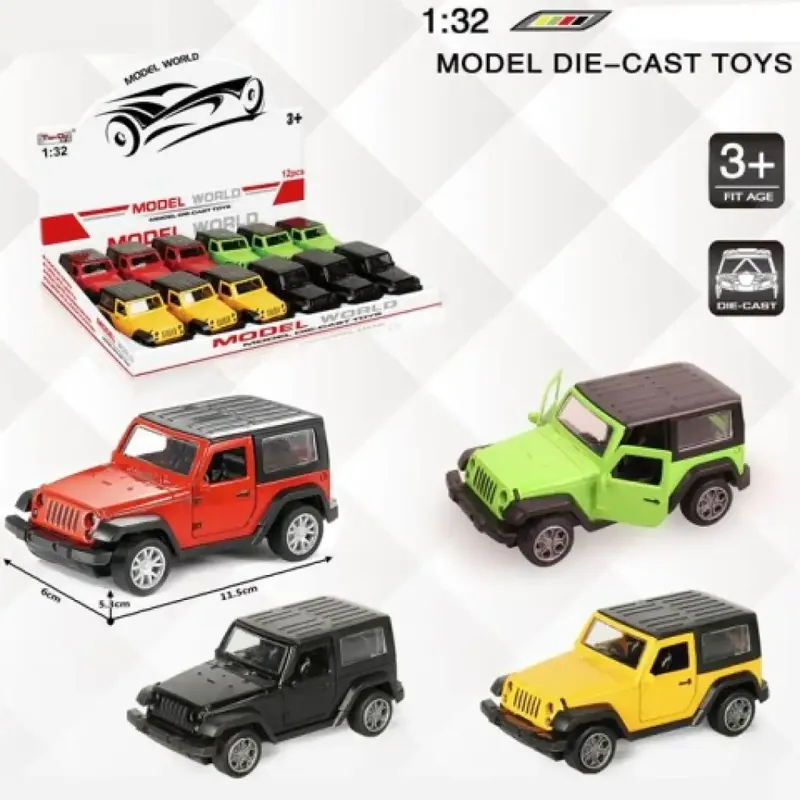 Árengedmény Jeep Wrangler hátrahúzható fém autómodell több változatban 1/32