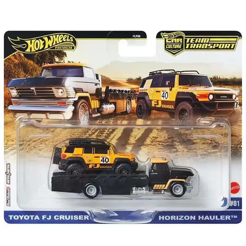 Hot Wheels Horizon Hauler Prémium autószállító és Toyota FJ Cruiser kisautó 1/64 - Mattel Biztonságos vásárlás