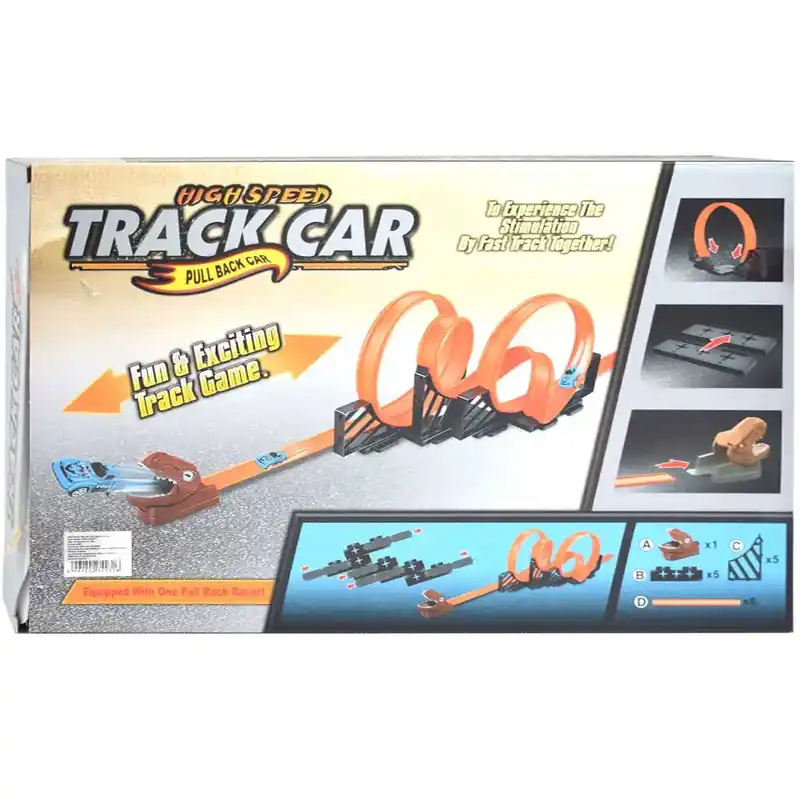Track Car Dinoszauruszos versenypálya szett 2db 360 fokos hurokkal és 2db hátrahúzható autóval 1/64 Utolsó esély