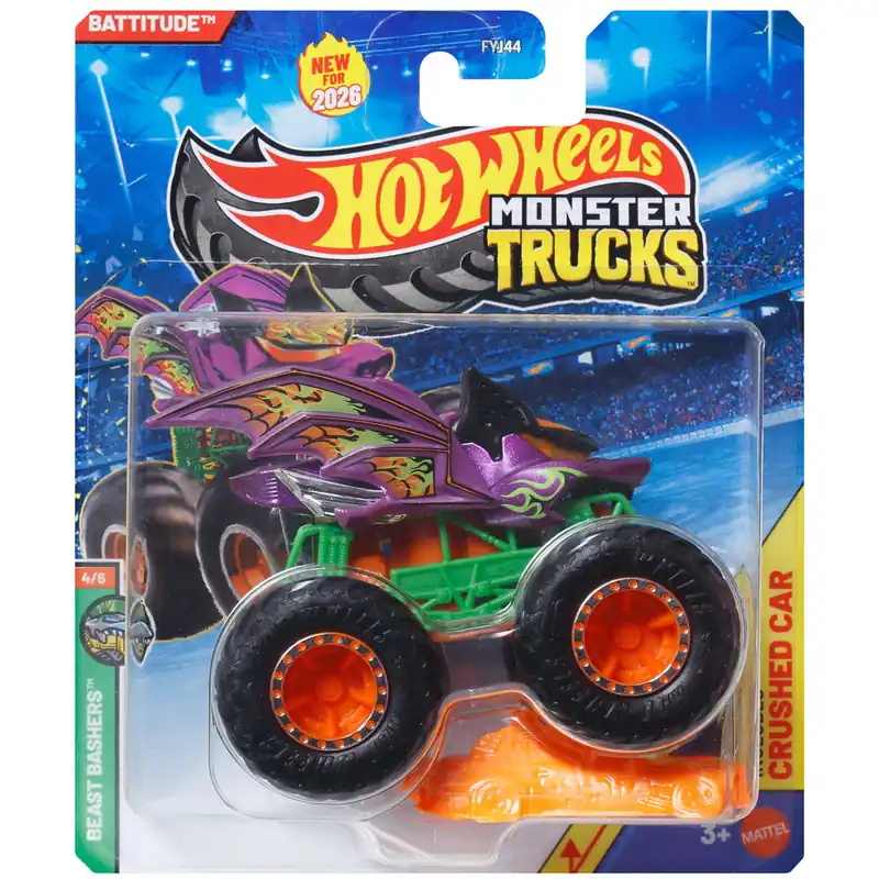 Hot Wheels Monster Trucks Battitude lila monster kisautó 1/64 - Mattel Szezonális akció