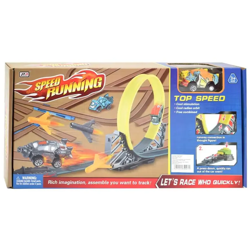Speed Running versenypálya szett 360 fokos hurokkal és 1db kilőhető kisautóval 1/64 Végkiárusítás