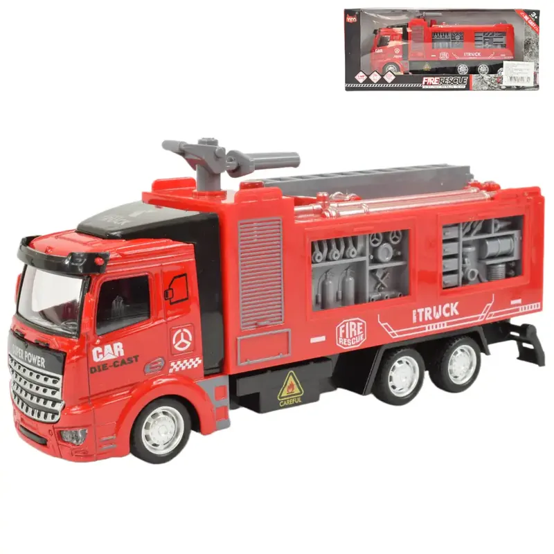 Exkluzív ajánlat Fire Rescue Lendkerekes tűzoltóautó víz agyúval 19cm